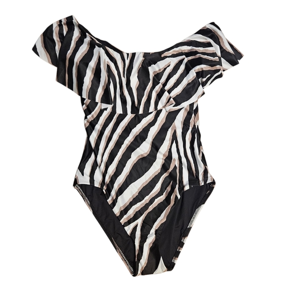 Trina Turk Vivant One Piece Off Shoulder Ruffle Size 4 - Picture 4 of 16